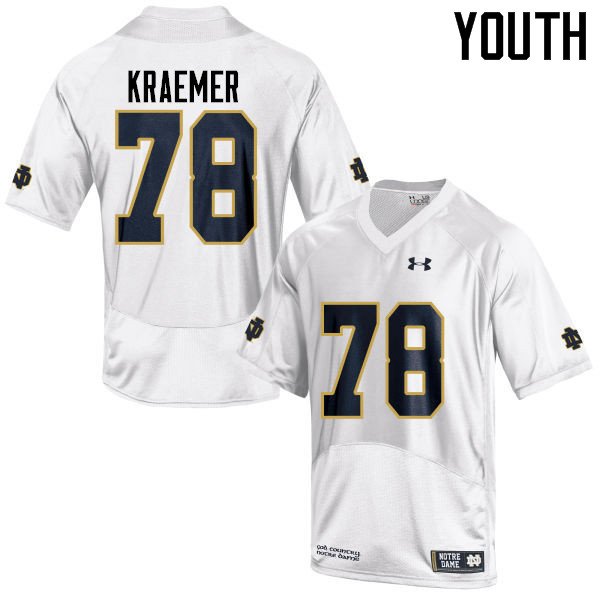 Youth NCAA Notre Dame Fighting Irish #78 Tommy Kraemer Stitched College Under Armour Authentic White Football Jersey RY10J54VU